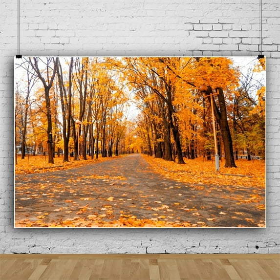 SUNOLIFE Fall Backdrop Banner Autumn Nature Landscape Background Decorations 8x6ft