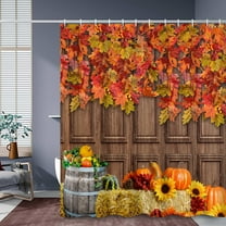 SUNOLIFE Fall Pumpkin Shower Curtain Autumn Farmhouse Waterproof Fabric Bathroom Curtain 72x72 in