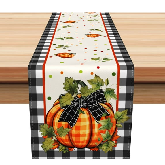 SUNOLIFE Fall Pumpkins Table Runner Autumn Thanksgiving Kitchen Dining Table Decorations 13 x 60 Inch