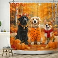 thumbnail image 1 of SUNOLIFE Fall Shower Curtain Autumn Pumpkins Dog Fabric Bathroom Curtain,47x64 in, 1 of 4