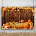 thumbnail image 1 of SUNOLIFE Fall Thanksgiving Backdrop Banner Brown Board Pumpkins Background Decorations 5x3ft, 1 of 3