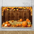 thumbnail image 1 of SUNOLIFE Fall Thanksgiving Backdrop Banner Brown Board Pumpkins Background Decorations 6x4ft, 1 of 3