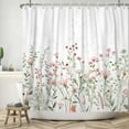 thumbnail image 1 of SUNOLIFE Floral Shower Curtain Spring Flowers with Herbs Waterproof Fabric Bathroom Curtain 72x78 in, 1 of 4