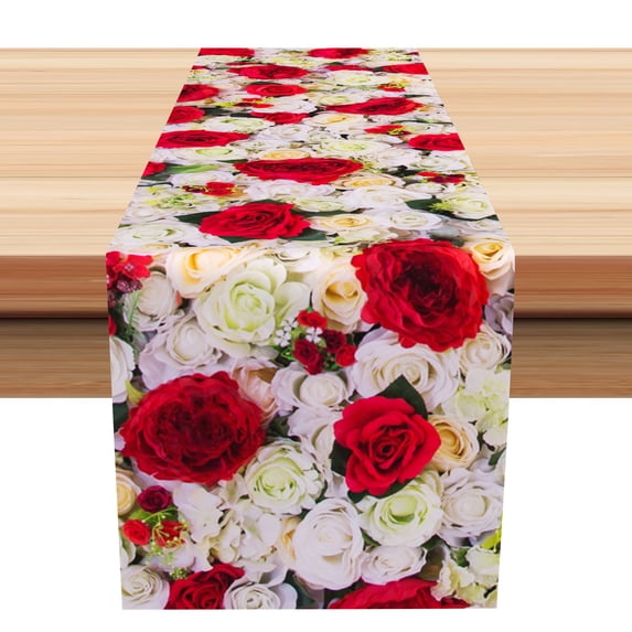 SUNOLIFE Floral Table Runner Flower Wedding Table Runner for Dining Birthday Anniversary Party Decoration 13 x 60 Inch