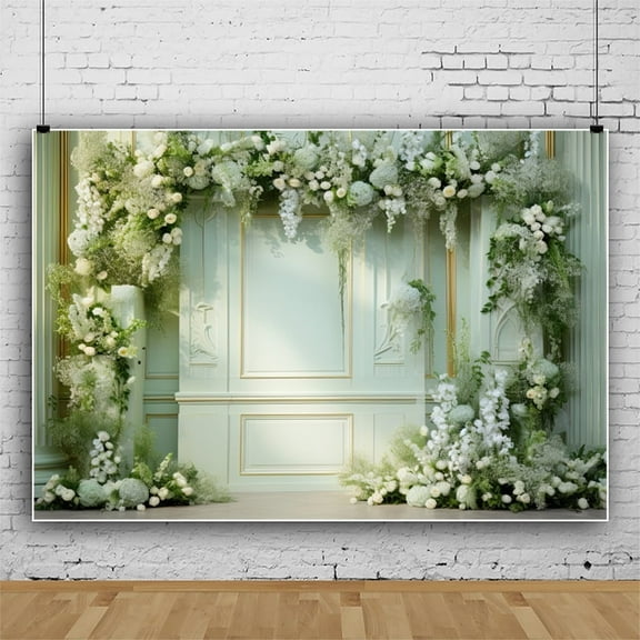 SUNOLIFE Flowers Wall Wedding Backdrop Banner Bridal Shower Anniversary Ceremony Background Decorations 7x5ft