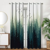 SUNOLIFE Forest Blackout Curtains 2 Panels 63 Inch Green Mountains Window Curtains for Living Room Bedroom