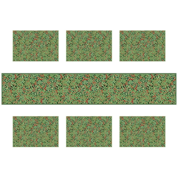 SUNOLIFE Green Spring Placemat Set of 6 and Table Runner 72 In Floral Linen Place Mats for Kitchen Table Decorations 12x18 In