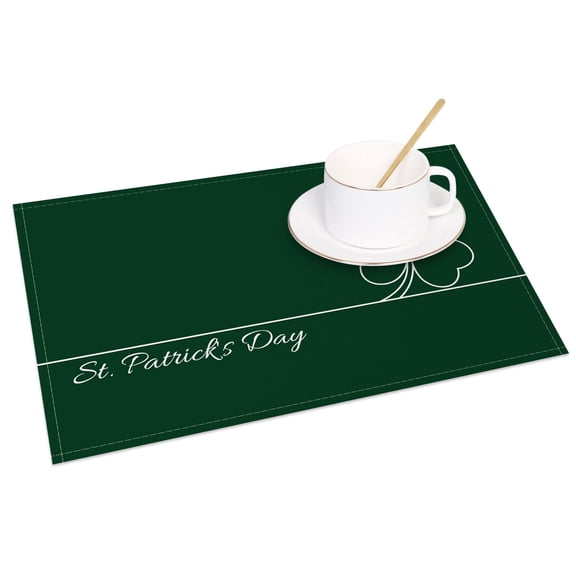 SUNOLIFE Green St Patrick's Day Placemat Set of 4 Clover Shamrock Place Mats for Dining Table Decor