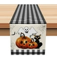 thumbnail image 1 of SUNOLIFE Halloween Pumpkins Table Runner Ghost Buffalo Plaid Kitchen Dining Table Linens 13 x 108 Inch, 1 of 4