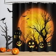 thumbnail image 1 of SUNOLIFE Halloween Shower Curtain Spooky Pumpkin Waterproof Fabric Bathroom Curtain 72x72 in, 1 of 4