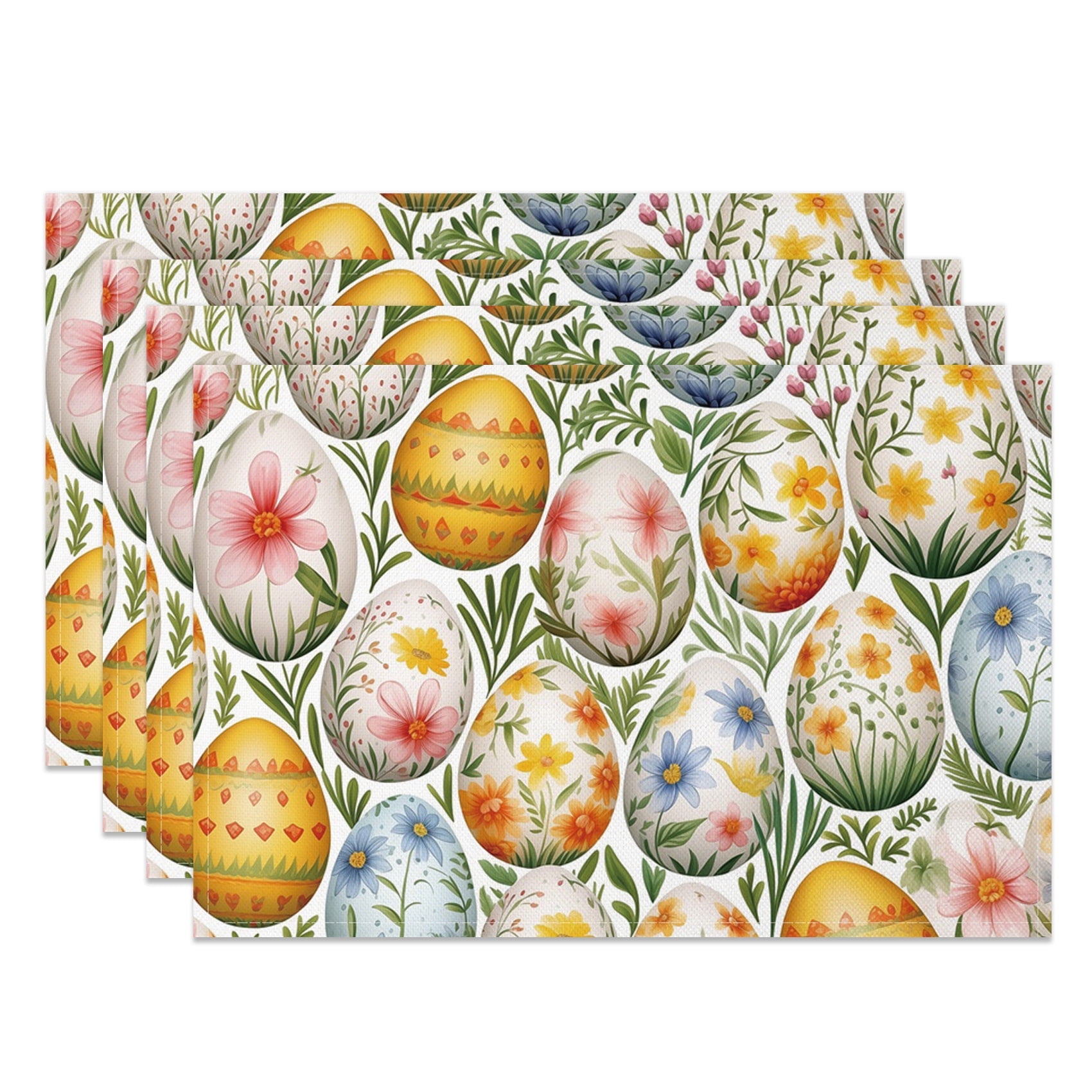 SUNOLIFE Happy Easter Placemats Set of 4,Spring Easter Eggs Table Place ...