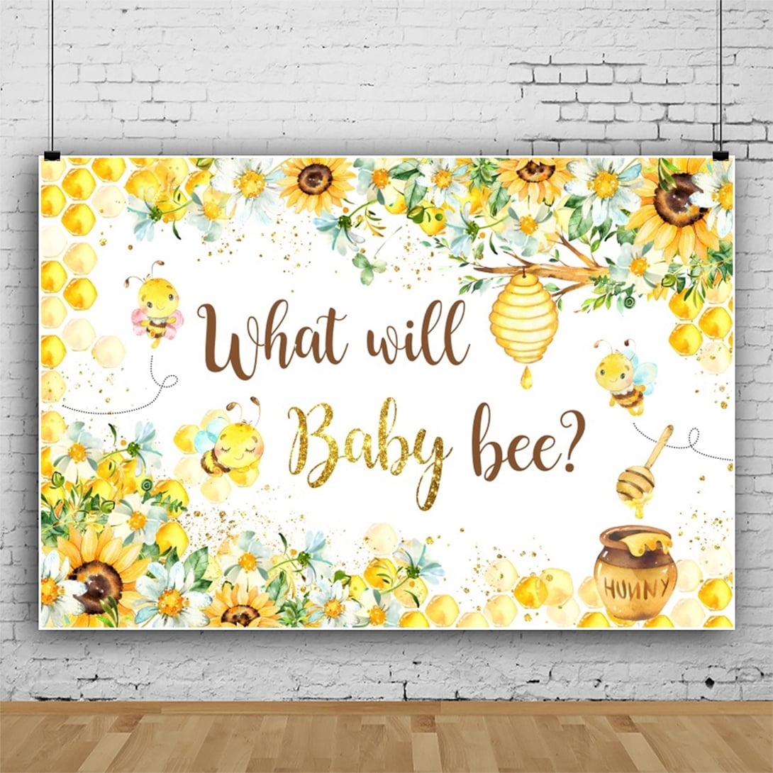 SUNOLIFE Honeycomb Bee Gender Reveal Backdrop Banner What Will Baby Bee ...