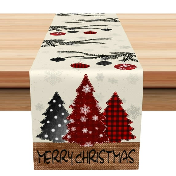 SUNOLIFE Merry Christmas Table Runner Xmas Tree Kitchen Dining Table Decorations 13 x 108 Inch
