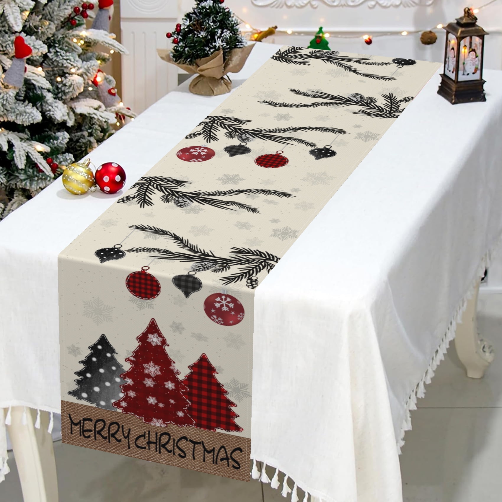 Gingerbread Man Christmas Table Runner 13x72 Inch - Linen Holiday Dining Decor For Kitchen, Parties - View #2