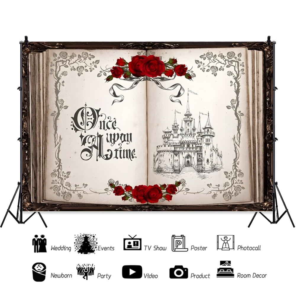 SUNOLIFE Once Upon a Time Backdrop Banner Castle Princess Fairytale ...