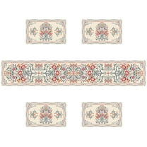 SUNOLIFE Pink Boho Floral Placemat Set of 4 and Table Runner 72 In Bohemian Linen Place Mats for Dining Table Decorations 12x18 In