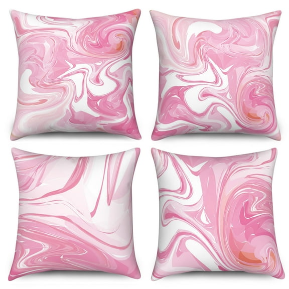 SUNOLIFE Pink Marble Throw Pillow Covers Set of 4,Abstract Art Texture Pillowcase for Home Decor,18x18 In