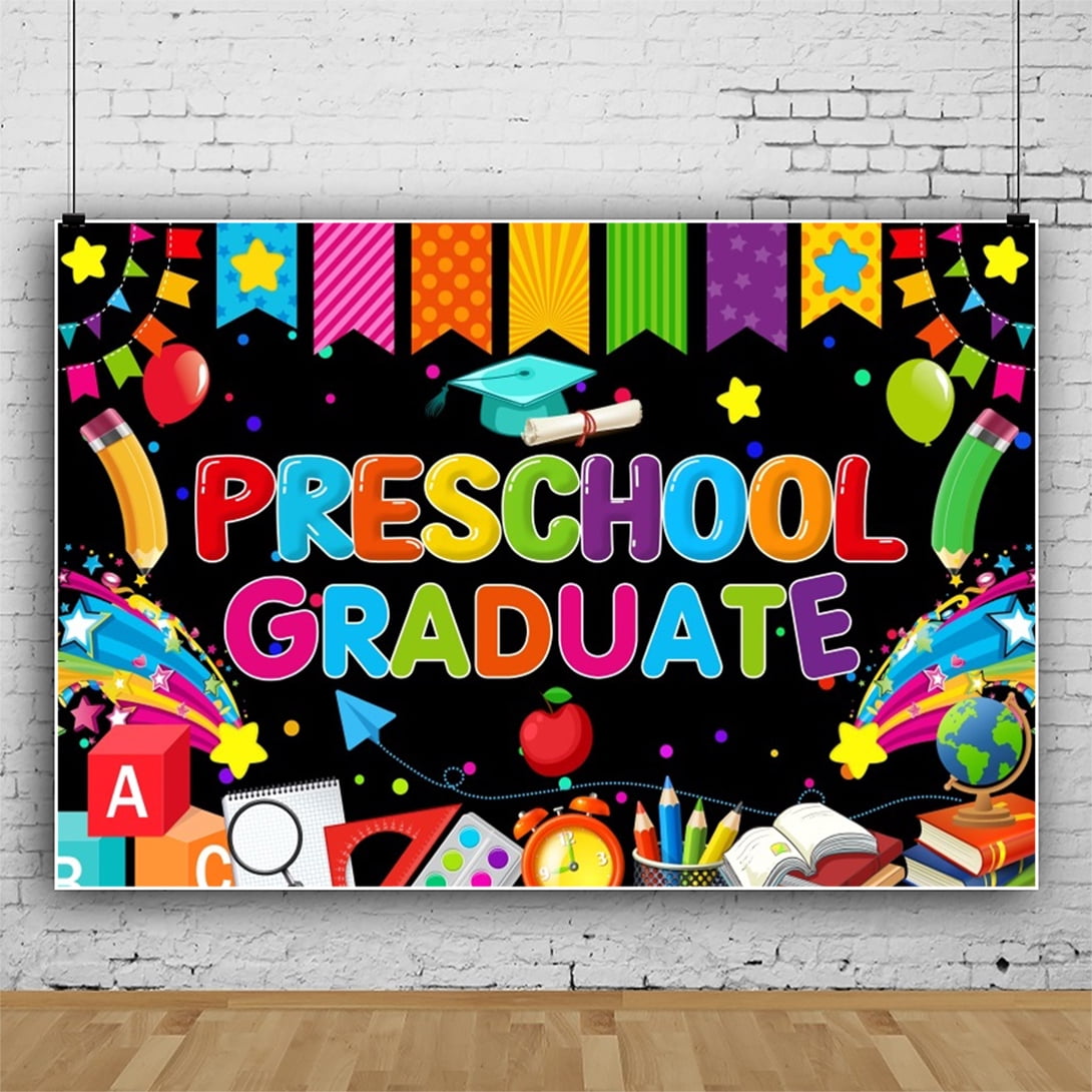 SUNOLIFE Preschool Graduate Backdrops Banner Kindergarten Grad ...