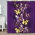 thumbnail image 1 of SUNOLIFE Purple Butterfly Shower Curtain,Modern Luxurious Fabric Bathroom Curtain with Hooks,72x72 in, 1 of 4