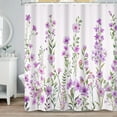 thumbnail image 1 of SUNOLIFE Purple Floral Shower Curtain Spring Flowers Waterproof Fabric Bathroom Curtain 72x72 in, 1 of 7