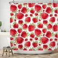 thumbnail image 1 of SUNOLIFE Red Strawberry Shower Curtain Summer Fruit Waterproof Fabric Bathroom Curtain 72x72 in, 1 of 4