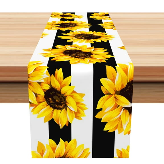SUNOLIFE Rustic Sunflower Table Runner Farmhouse Floral Table Runner for Kitchen Dining Decoration 13 x 72 Inch