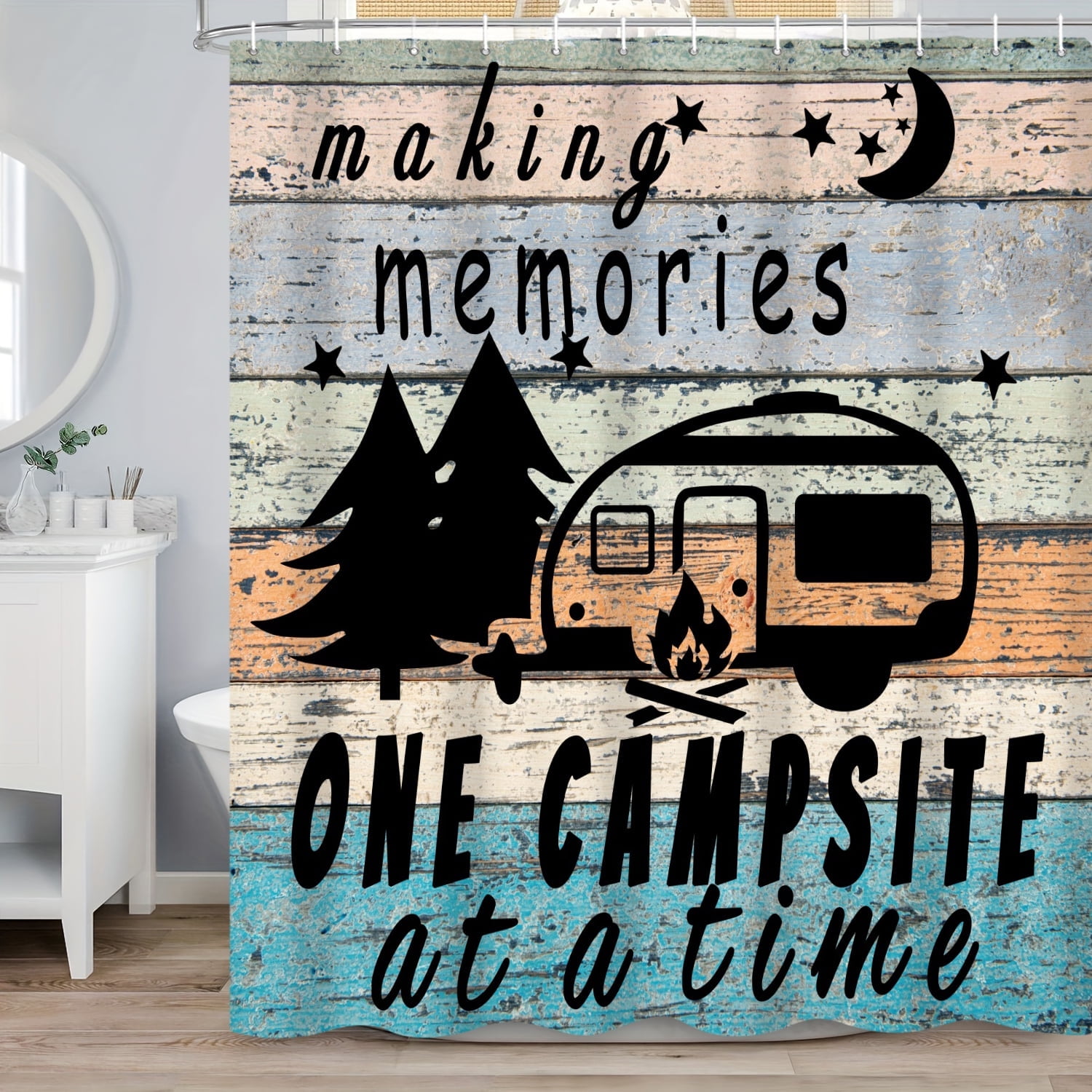 SUNOLIFE Rv Camper Shower Curtain,Camping Travel Waterproof Fabric ...