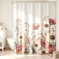 thumbnail image 1 of SUNOLIFE Spring Floral Fabric Shower Curtain Pink Daisy Flowers Waterproof Polyster Bathroom Curtain,72"W x 72"L, 1 of 12