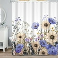 thumbnail image 1 of SUNOLIFE Spring Floral Shower Curtain,Purple Flowers Waterproof Polyster Bathroom Curtain, 47x64 in, 1 of 4