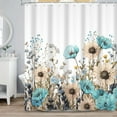 thumbnail image 1 of SUNOLIFE Spring Floral Shower Curtain,Teal Flowers Waterproof Polyster Bathroom Curtain, 60x72 in, 1 of 4