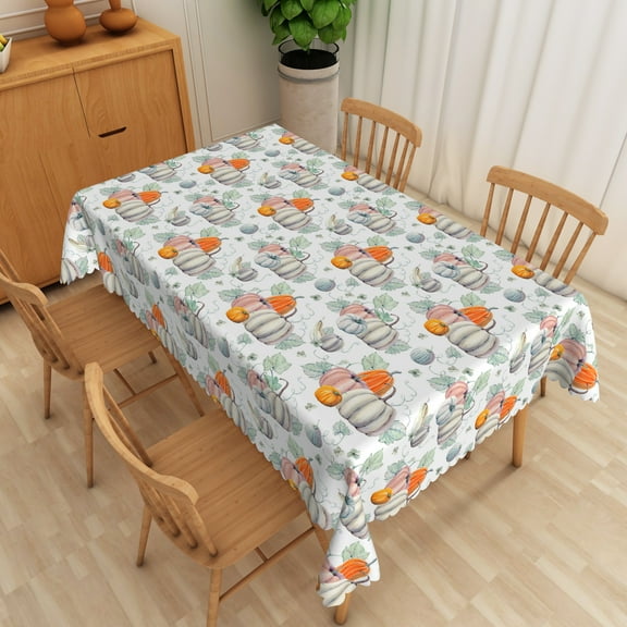SUNOLIFE Fall Pumpkins Tablecloth Rectangular Autumn Thanksgiving Table Cloth Cover 54x72 Inch