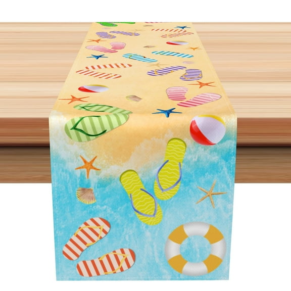 SUNOLIFE Summer Beach Table Runner,Hawaii Ocean Kitchen Dining Table Decorations 13 x 72 Inch