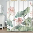 thumbnail image 1 of SUNOLIFE Summer Lotus Shower Curtain,Chinese Floral Waterproof Fabric Bathroom Curtain with Hooks,72x72 in, 1 of 5