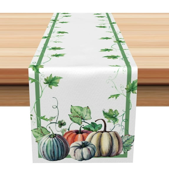 SUNOLIFE Thanksgiving Table Runner Fall Autumn Pumpkins Kitchen Dining Table Linens 13 x 60 In