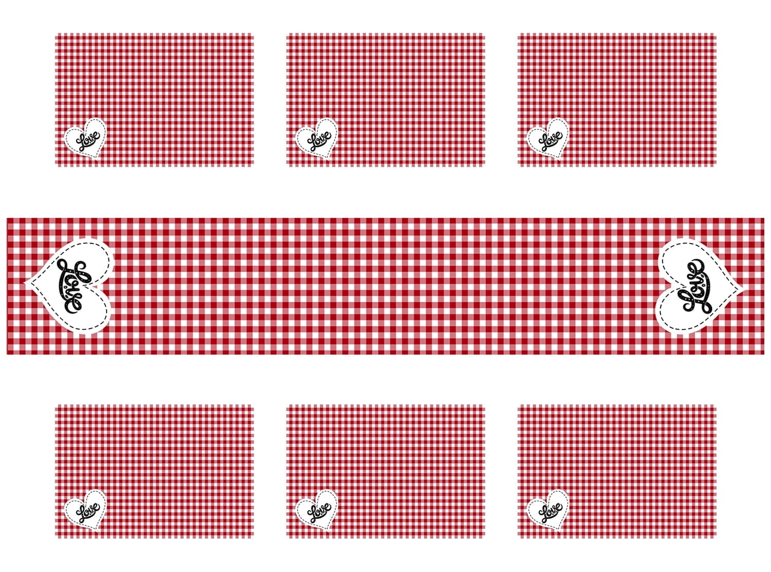 SUNOLIFE Valentine Placemat Set of 6 and Table Runner 72 In Bufflo Plaid Linen Place Mats for Dining Table Decor