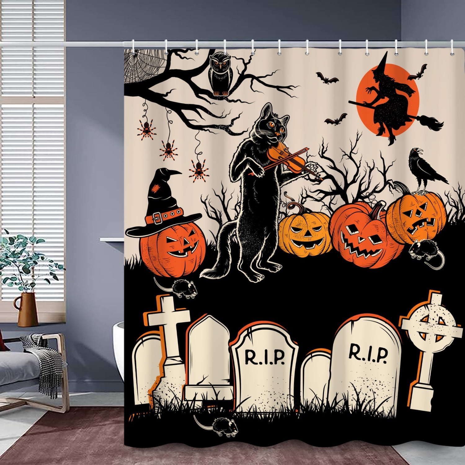 Vintage Halloween Shower Curtainnull
