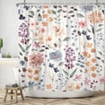 thumbnail image 1 of SUNOLIFE Watercolor Floral Shower Curtain Flowers with Herbs Waterproof Fabric Bathroom Curtain 47x64 in, 1 of 4