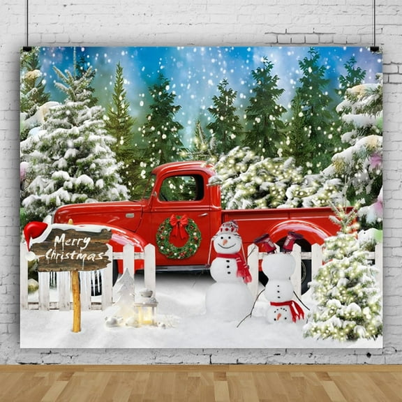 SUNOLIFE Winter Snow Backdrop Banner Christmas Snowman Photo Background Banner 6x4ft