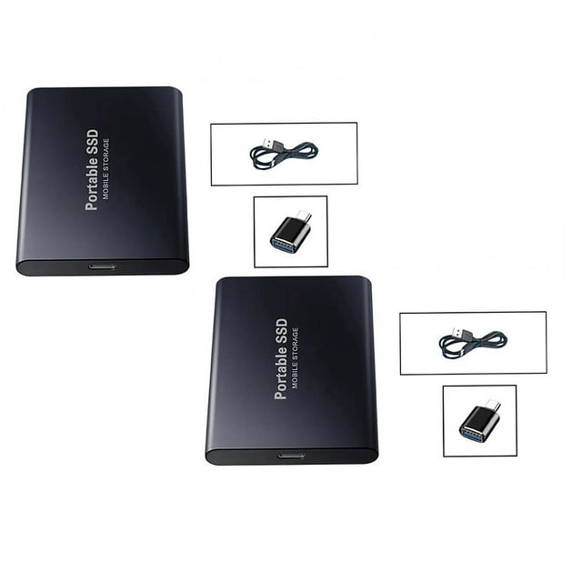 SUNONESIE 2/1pcs External Hard Drive Type-C USB 3.1 SSD Portable Flash Memory SSD Hard Drive Portable SSD External SSD Hard Drive for Laptop Desktop