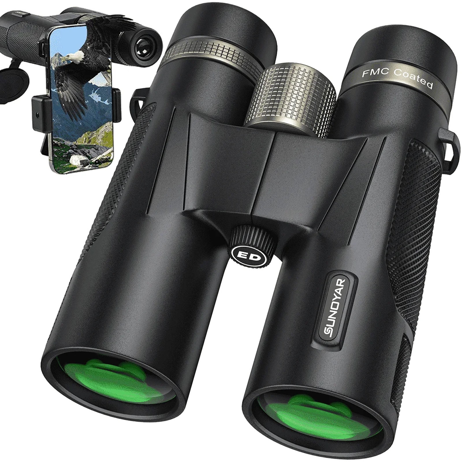 SUNOYAR 10x42 ED Binoculars for Adults, HD Professional Binoculars with Extra-Low Dispersion Glass, BAK4 Prism, Waterproof Binoculars with Phone Adapter \u0026 Case for Bird Watching, Hiking, Travel