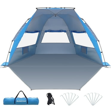 SUNOYAR Beach Tent Sun Shelter, Pop up Beach Tent for 4-6 Person with UPF 50+UV Protection, Portable Beach Shade Canopy for Camping, Picnics and Outdoor