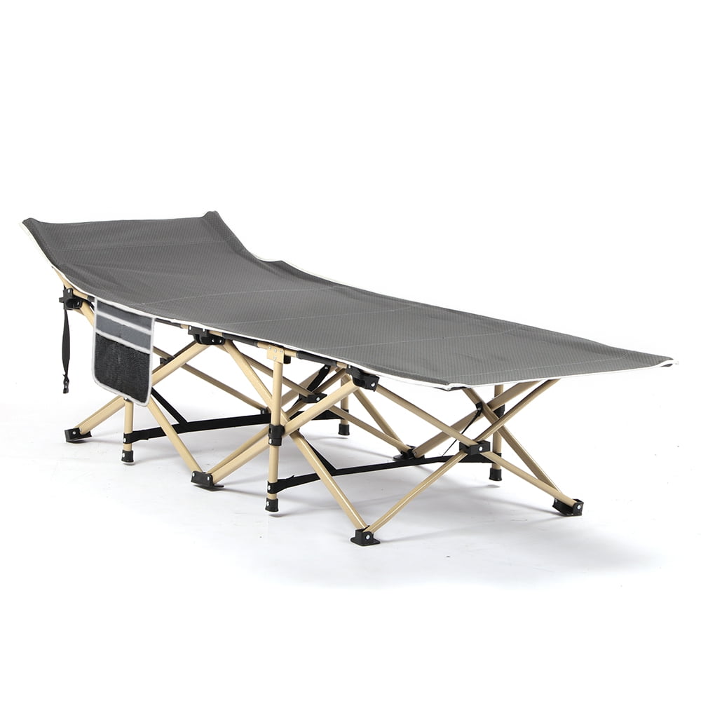 SUNOYAR Folding Camping Cot, Cot Sleeping Bed 300 LBS Side Pocket for