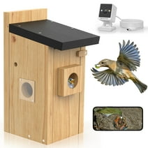 SUNOYAR Smart Bird House with Camera, 3MP HD WiFi Outdoor Wood Bird Box with APP Watch Bird Nesting & Hatching, Bird Feeder with Camera for Most Birds