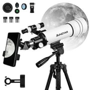 SUNOYAR Telescope, 70mm Aperture (20X-333X) Telescopes for Astronomy, 400mm Refractor Telescopes for Kids, Adults and Beginners with Tripod and Adapter