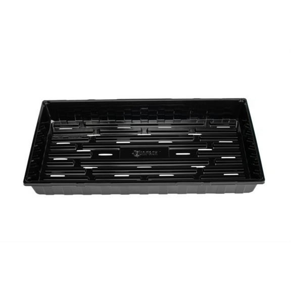 SUNPACK 10" x 20" Heavy Duty Plastic Seed Starting Tray, Black, 2.5" - Lined with Drainage Holes for Excess Water, Ideal for Greenhouses or Indoor Gardening