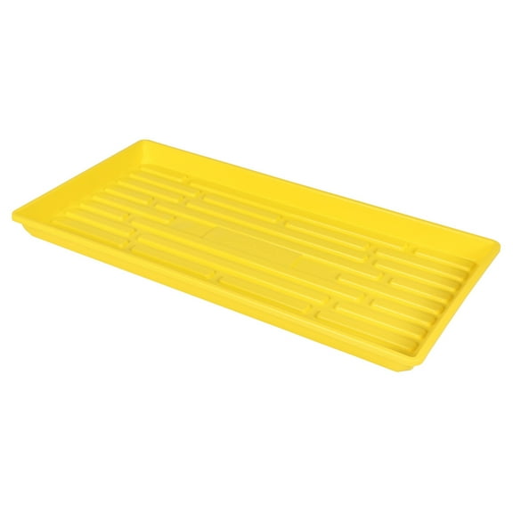 SUNPACK 10 x 20 Heavy Duty Shallow Plastic Seed Starting Tray, Yellow, 1" - No Drainage Holes, Perfect for Greenhouses or Indoor Gardening