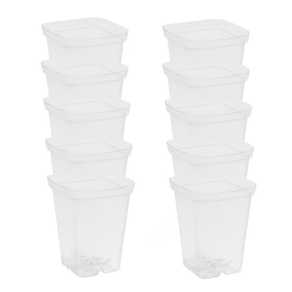 SUNPACK 2.5" Square Seedling Pot for Indoor Gardening, Clear (Pack of 10)