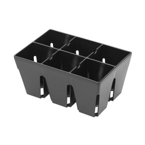SUNPACK 5" x 3.25" Mega 6-Cell Square Insert, Black, 2.5" - Has Drainage Holes, Ideal for Greenhouses and Indoor Gardening - Allows for Easy Transplanting of Seedlings