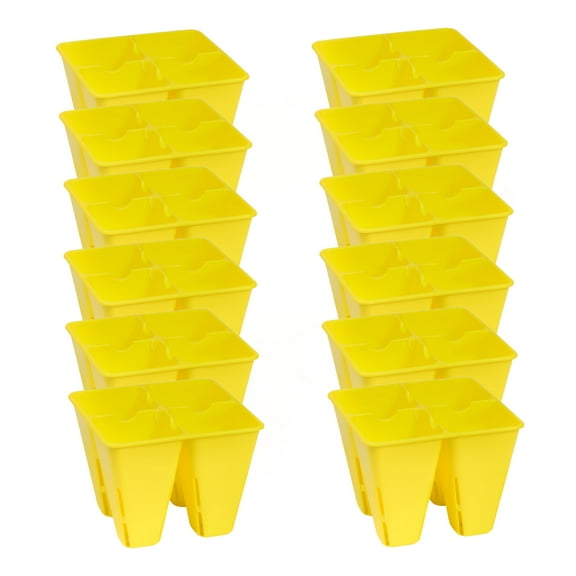SUNPACK Plastic Seed Starting 4-Cell Square Plug Insert, Yellow, 5" (Pack of 12)