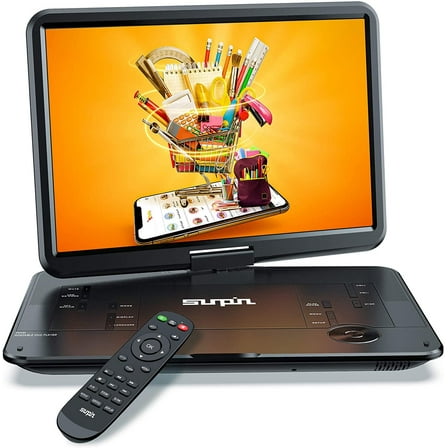 SUNPIN 17.9" Portable DVD Player with 15.6" Large HD Swivel Screen  6 Hours Rechargeable Battery  Anti-Shocking  Resume Play  Support AV in&amp;Out/USB/SD Card  Region-Free  Remot